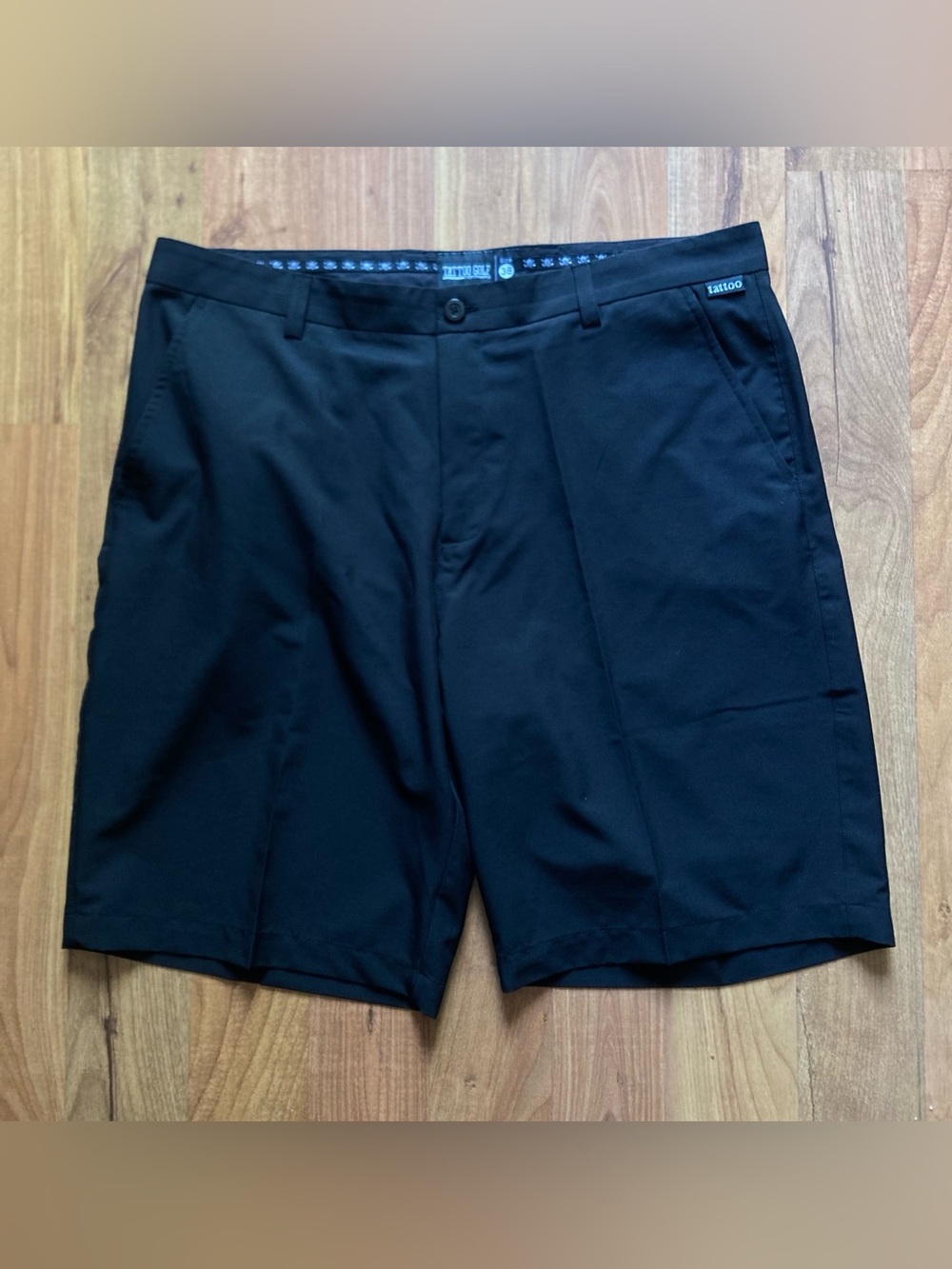 Tattoo Golf Performance Black Mens 38x11 Inseam Shorts Skull